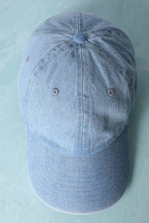 Plain Denim Cotton Baseball Cap Dad Hat: DARK BLUE / One Size