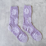 Vintage Glitter Flower Socks: Lilac