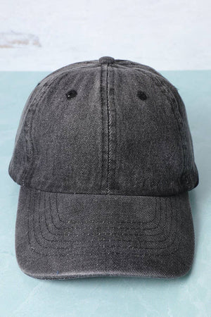 Plain Denim Cotton Baseball Cap Dad Hat: DARK BLUE / One Size