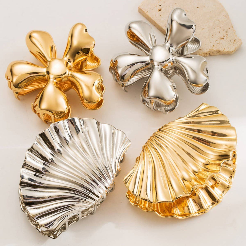 Floral Metal Geometric Hair Claw Clip – Chic Style_CWAHA6182