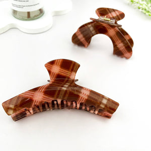 Brown & Pink Plaid Multi-Shape Hair Claw Clip