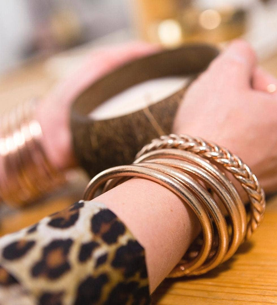 1 genuine buddhist bangle bracelet - rose gold size L