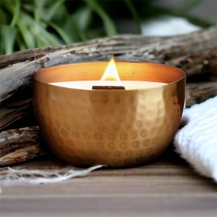 Driftwood & Vetiver: Solid Brass 14oz Pure Soy Candle
