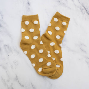 Women's Polka Dots Puff Casual Socks: Mocha