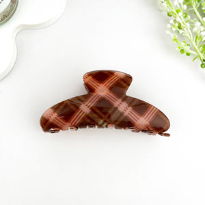 Brown & Pink Plaid Multi-Shape Hair Claw Clip