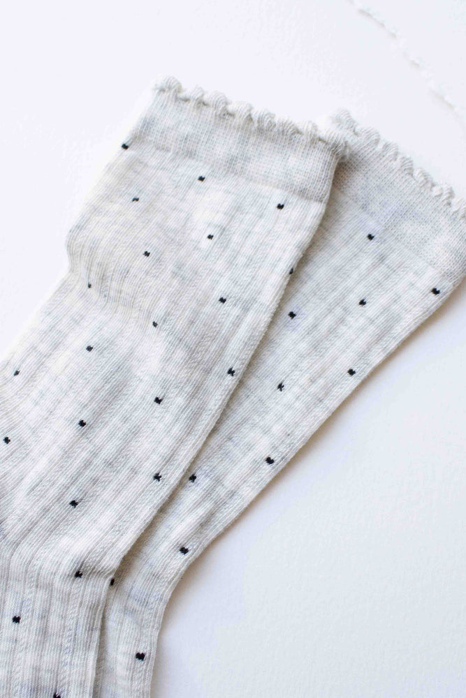 Frill Edge Ribbed Polka Dot Crew Socks