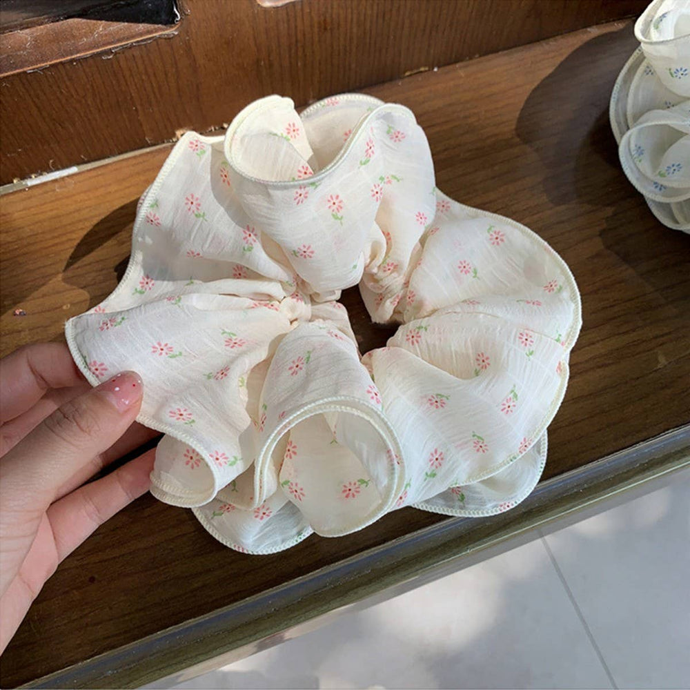 Pink Floral 4-Layer Scrunchie for Low Buns_CWAHA5517