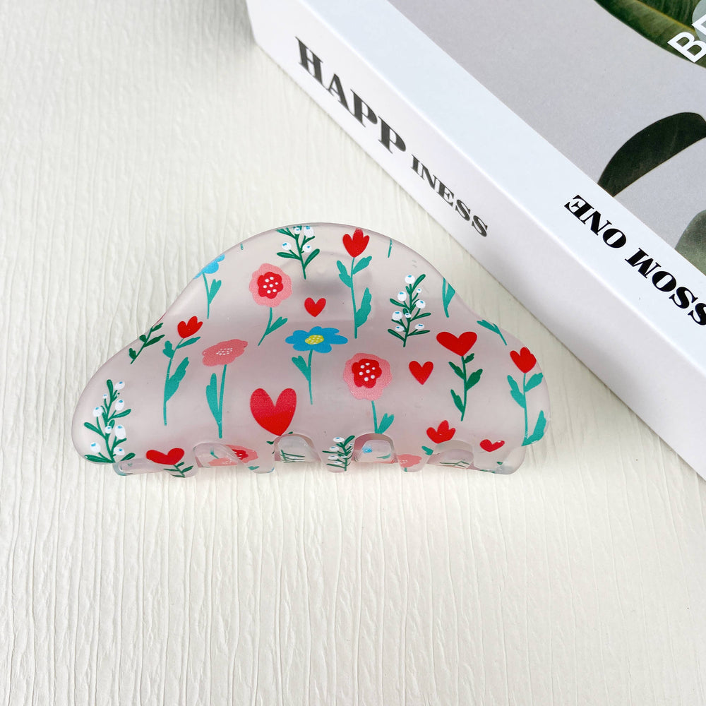 Frosted Floral Hair Claw Clip