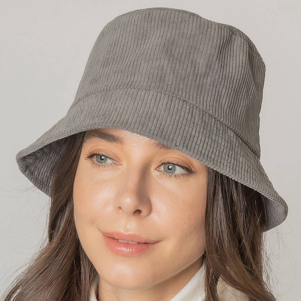 Thin Corduroy Bucket Hat: ONE SIZE / BLK