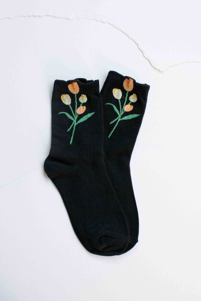 Tulip Bloom Cotton Blend Socks