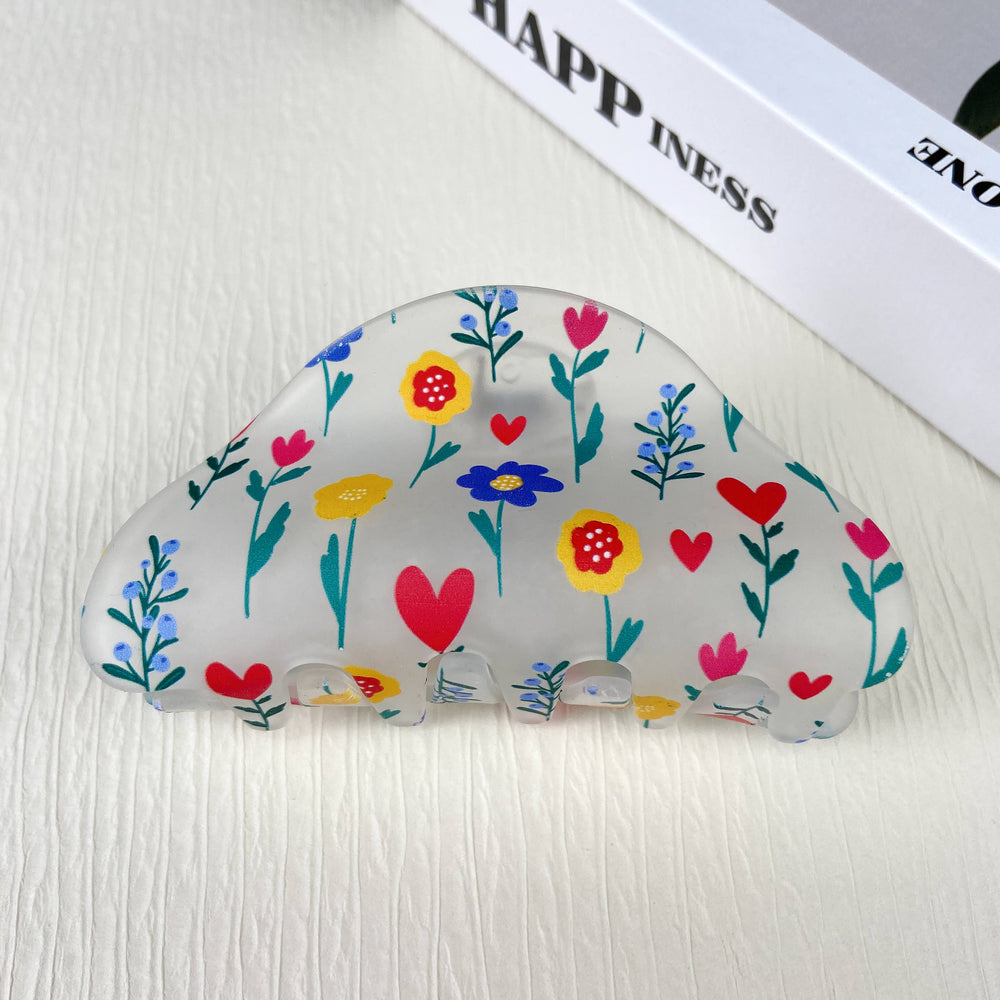 Frosted Floral Hair Claw Clip