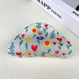 Frosted Floral Hair Claw Clip