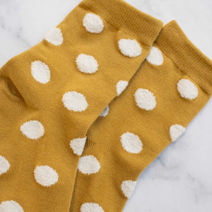 Women's Polka Dots Puff Casual Socks: Mocha