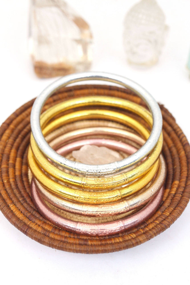 Single Thai Buddhist Temple Bracelet, Mantra Bangle, Metals