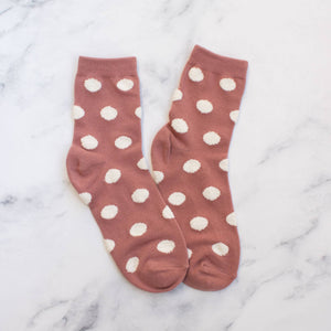 Women's Polka Dots Puff Casual Socks: Mocha
