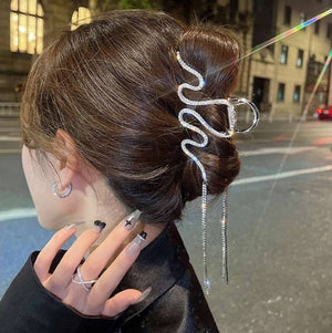 Rhinestone Metal Hair Clip: Silver