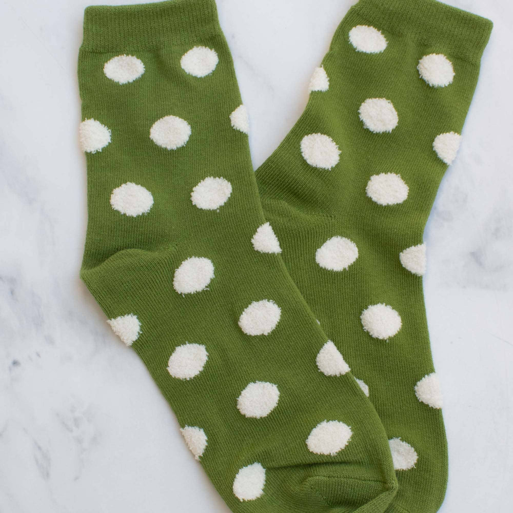 Women's Polka Dots Puff Casual Socks: Mocha