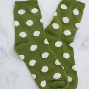Women's Polka Dots Puff Casual Socks: Mocha