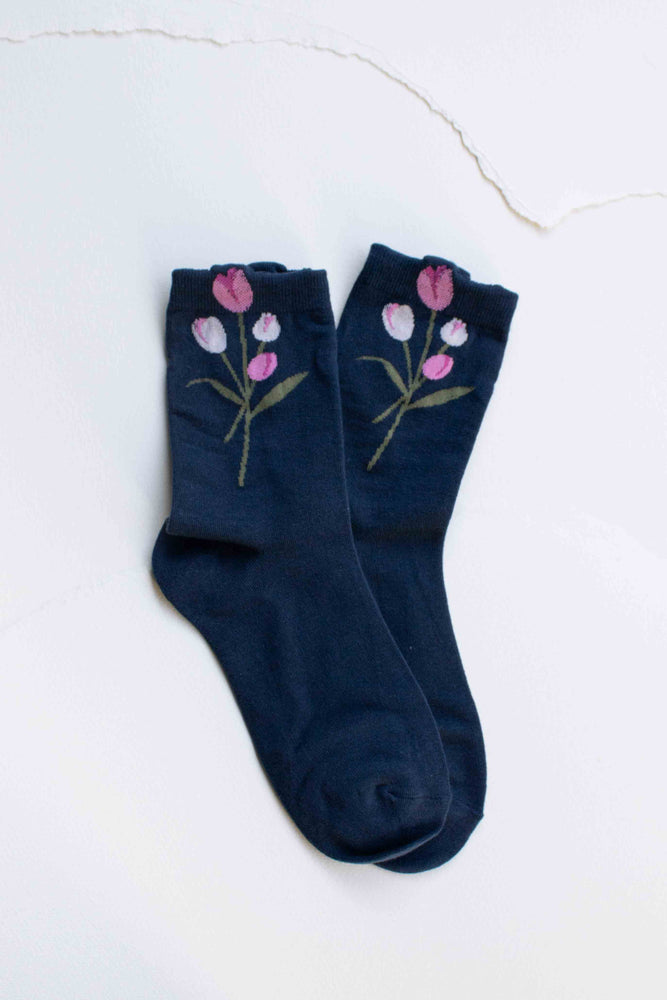 Tulip Bloom Cotton Blend Socks
