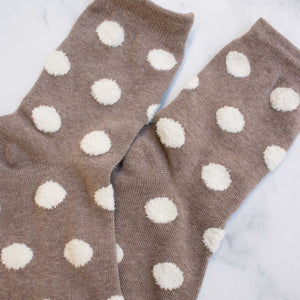 Women's Polka Dots Puff Casual Socks: Mocha