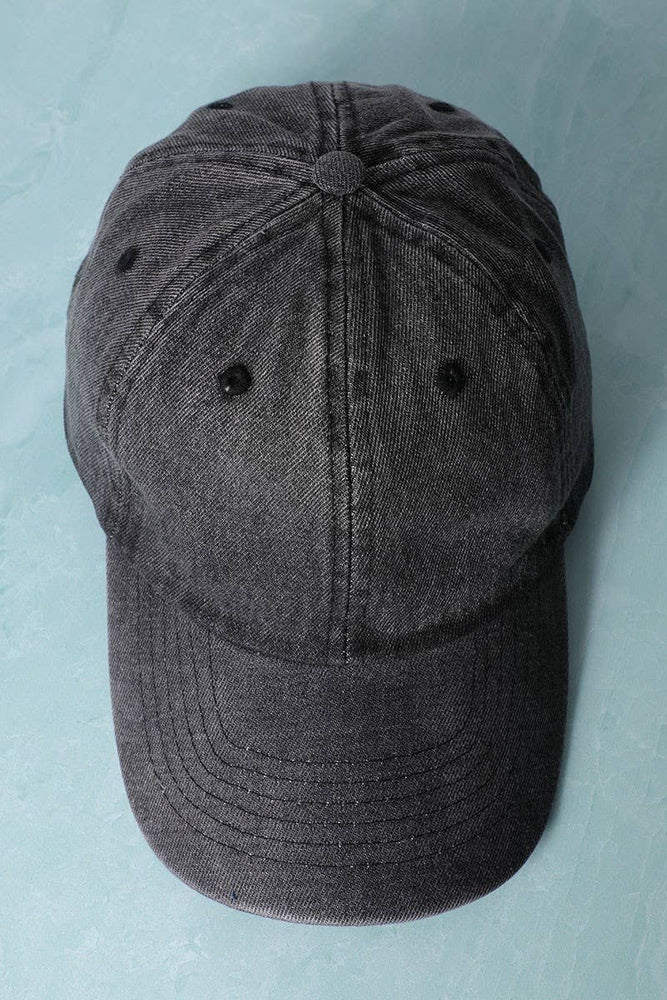 Plain Denim Cotton Baseball Cap Dad Hat: DARK BLUE / One Size