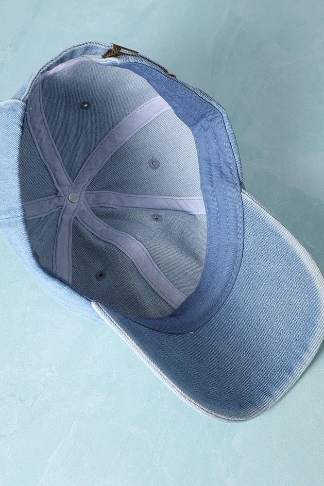 Plain Denim Cotton Baseball Cap Dad Hat: DARK BLUE / One Size