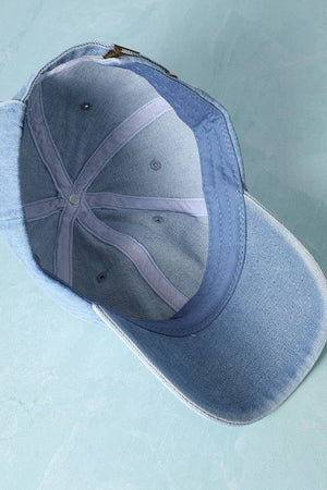 Plain Denim Cotton Baseball Cap Dad Hat: DARK BLUE / One Size