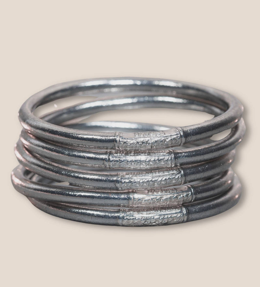 Buddhist Bangle 5mm Iconic ANTIQUE SILVER - SIZE M 62mm