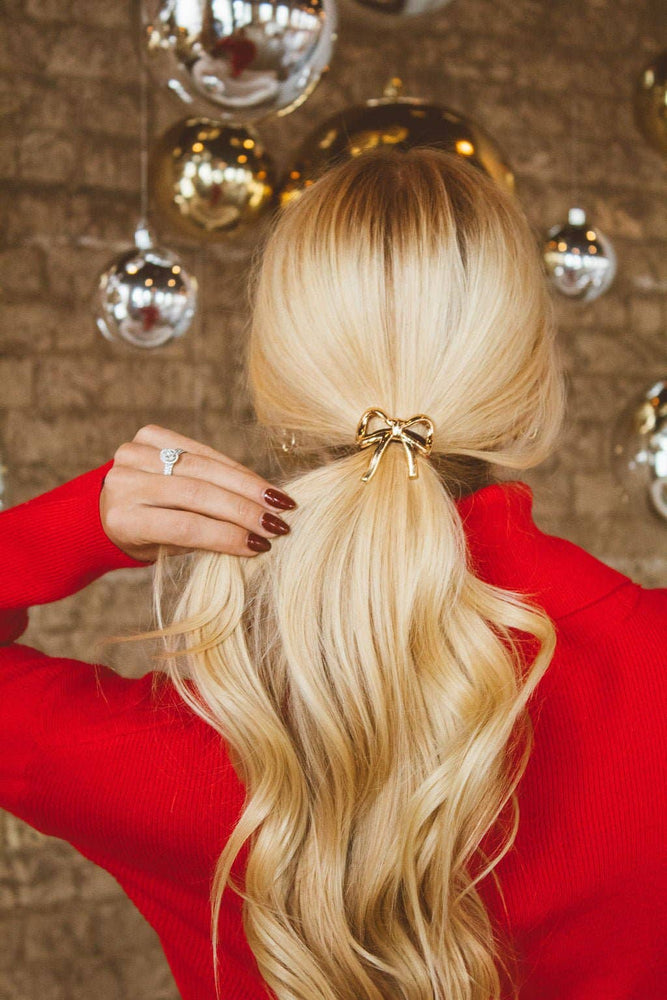 Gilded Bow Ponytail Cuff: Silver