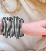 Buddhist Bangle Bracelet - Silver - 62mm