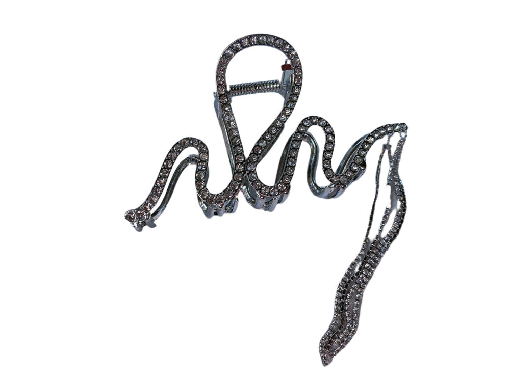 Rhinestone Metal Hair Clip: Silver