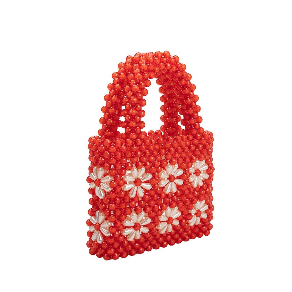 Selena Red Beaded Top Handle Bag Pre-Order 5/15