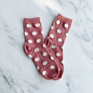 Women's Polka Dots Puff Casual Socks: Mocha