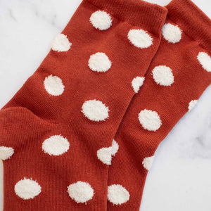 Women's Polka Dots Puff Casual Socks: Mocha