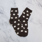 Women's Polka Dots Puff Casual Socks: Black and White