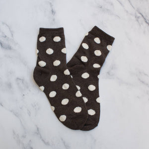 Women's Polka Dots Puff Casual Socks: Mocha