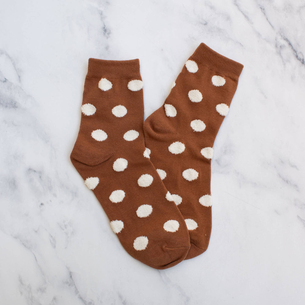 Women's Polka Dots Puff Casual Socks: Mocha