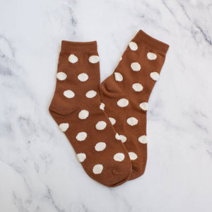 Women's Polka Dots Puff Casual Socks: Mocha