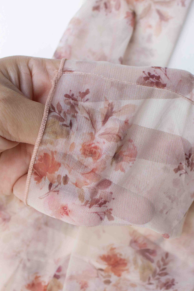 Sheer Patterned Crew Socks