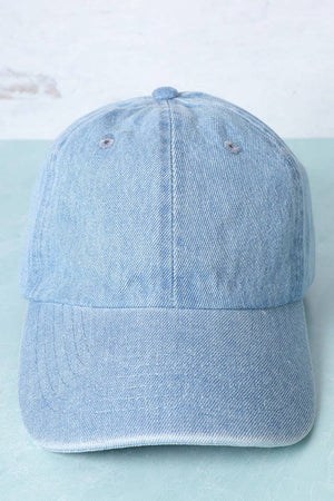 Plain Denim Cotton Baseball Cap Dad Hat: DARK BLUE / One Size