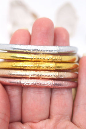 Single Thai Buddhist Temple Bracelet, Mantra Bangle, Metals