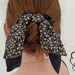 Floral Hair Scrunchies: Black