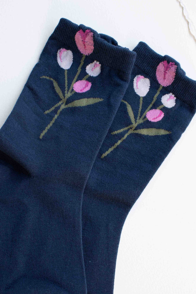 Tulip Bloom Cotton Blend Socks