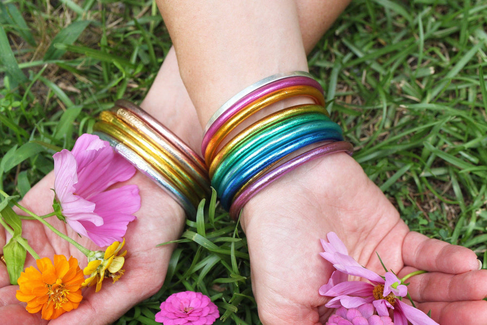 Single Rainbow Thai Buddhist Temple Bracelet, Mantra Bangle