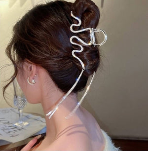 Rhinestone Metal Hair Clip: Silver