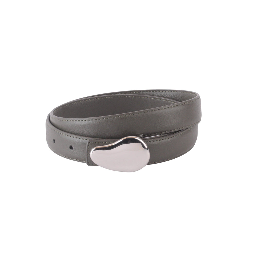 Napa Leather Belt with Silver Bean Buckle