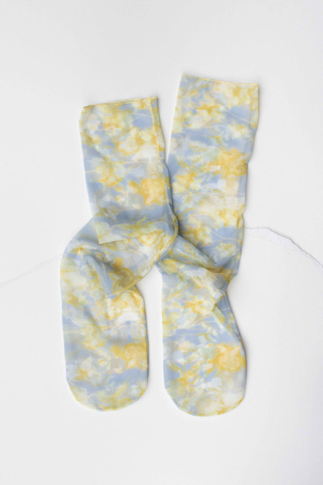 Sheer Patterned Crew Socks