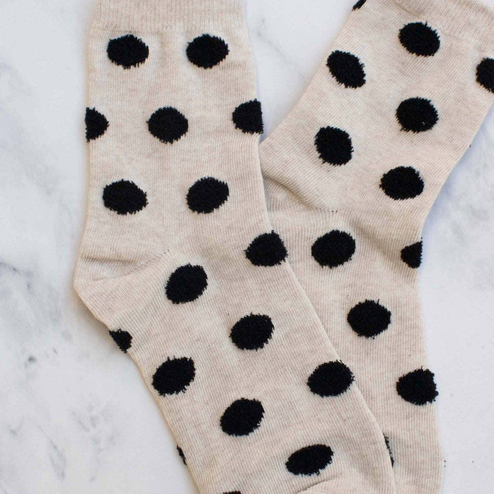 Women's Polka Dots Puff Casual Socks: Mocha