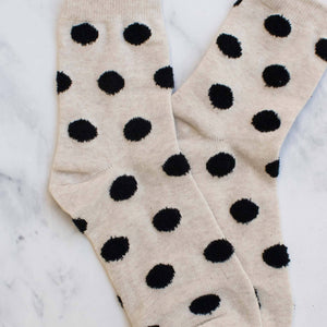 Women's Polka Dots Puff Casual Socks: Mocha