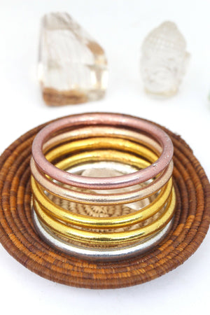 Single Thai Buddhist Temple Bracelet, Mantra Bangle, Metals
